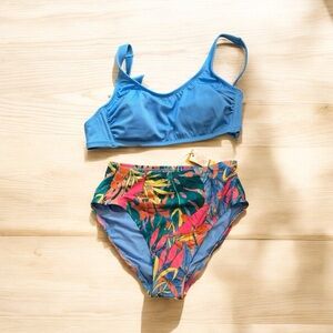 Wild Fable Blue and Multicolor Bikini Set